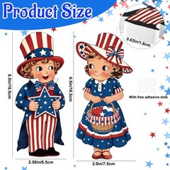 2PCS 4th of July Table Decorations, Vintage Patriotic Tiered Tray Decor, 250 Ann