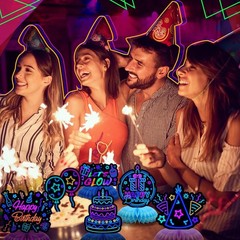 6Pcs Neon Glow Honeycomb Centerpieces Birthday Party Table Decorations Vibrant