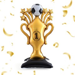 Gold Soccer Trophy Foil Balloon,5FT Giant Self Standing Champion Cup Balloon,…