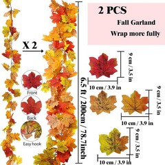 13FT Fall Leaf Garlands 2 PCS Fall Garland for Mantle Thanksgiving Fall