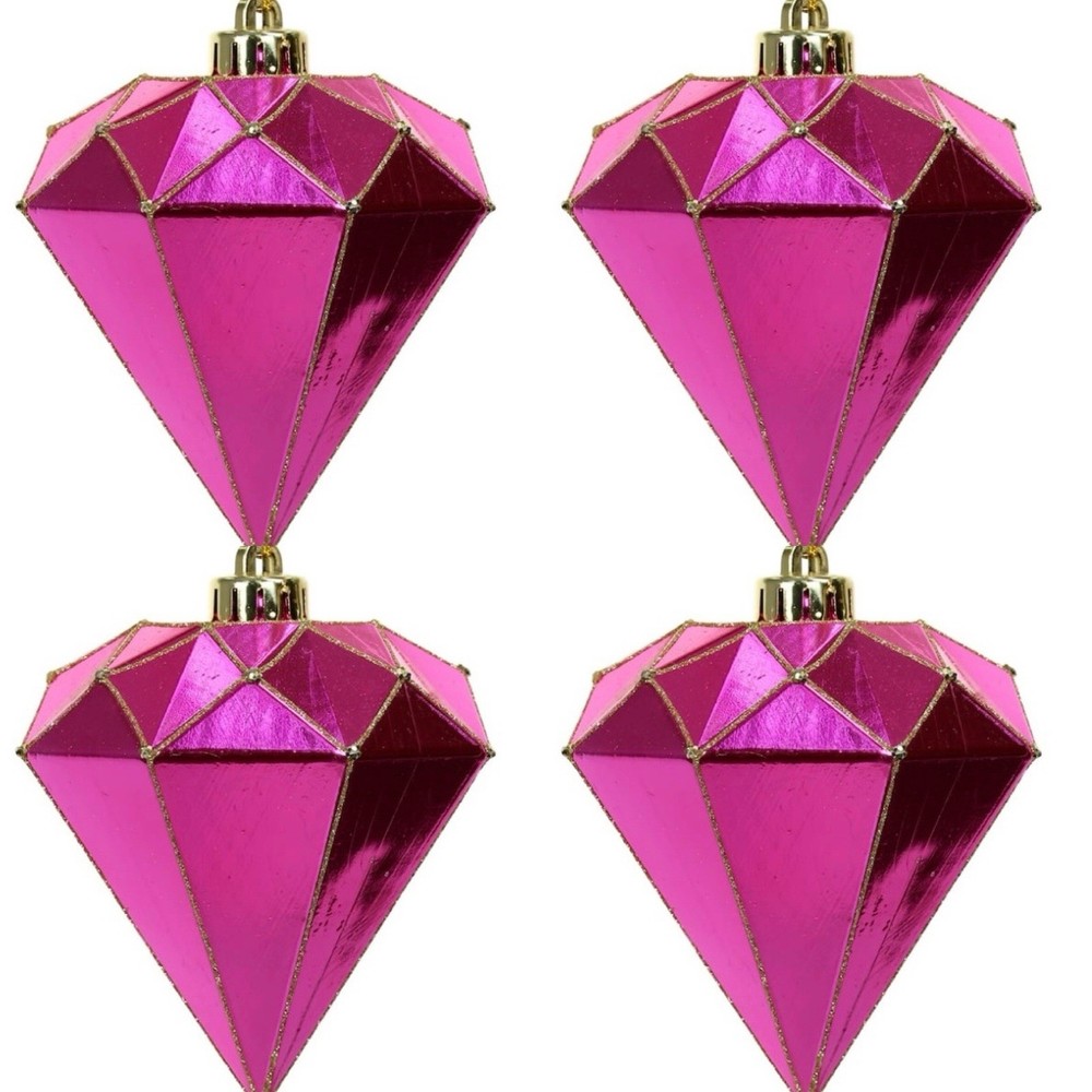 NIB SET 4 Bachelorette Birthday Party Hot Pink or Teal Gemstone Diamond Decor