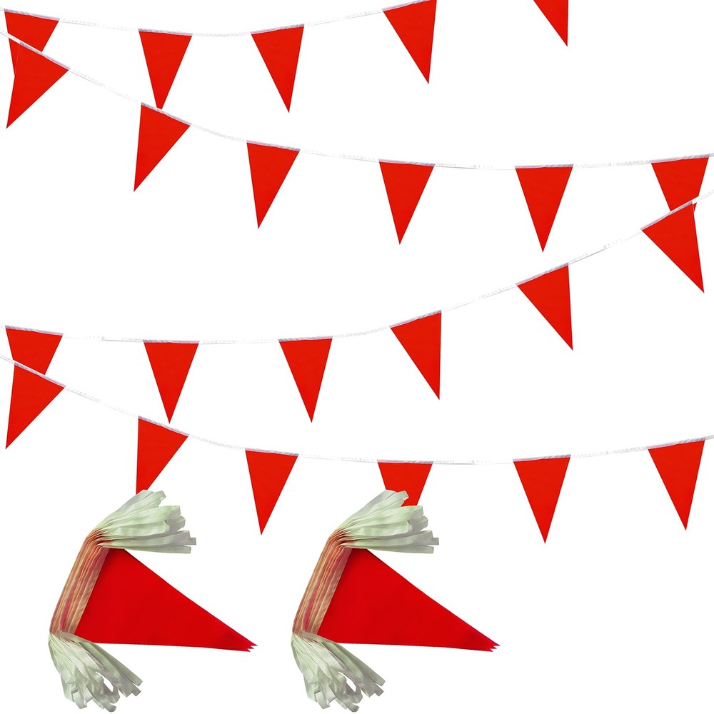 Red Pennant Banner Flags 100ft Triangle Bunting Party Carnival Decor 60 PCS