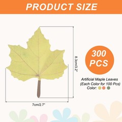 300 x Artificial Maple Leaves Cutouts Leaf Red Yellow Green with Glue 2.8×3.3″