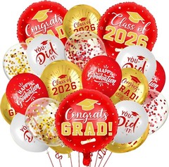 Reusable Red and Gold Grad Balloon Set – Perfect for 2026 Graduation Festivities
