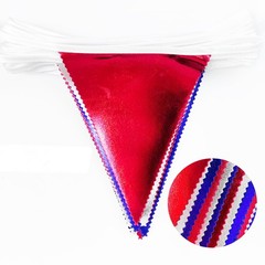 Red Blue Silver Party Decorations Metallic Fabric Triangle Pennant Banner Fla…