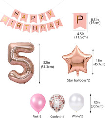 5Th Birthday Decorations Rose Gold for Girls,Hi Five Birthday Balloons 5Th Birth