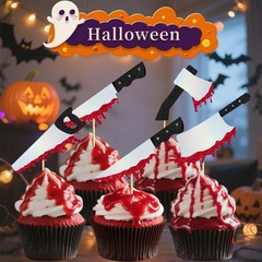 Halloween Cupcake Toppers, 24 Pcs Halloweens Birthday Decorations
