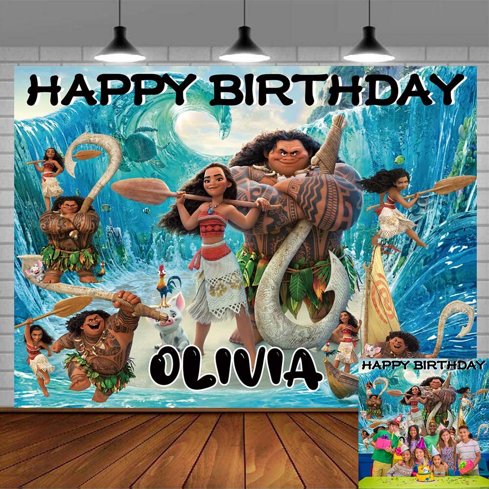 Moana Personalised Custom Banner Backdrop Party Decorations Birthday Gift