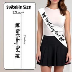 Black Bow Birthday Sash Black Bow Birthday Party Decorations Birthday Girl Bi…