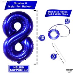KatchOn, Navy Blue Number 8 Balloon – 40 Inch | Number 8 Balloons for Birthda…