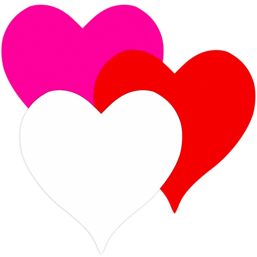 180 PCS 6 Inch Heart Paper Cutouts Red Pink White Valentines Day Craft