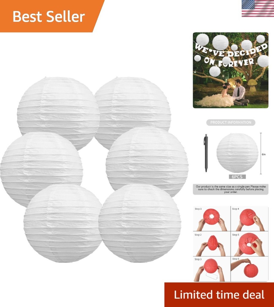 Traditional Chinese/Japanese Hanging Paper Lanterns – 6 Pack for Festive Decor
