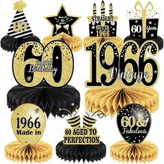 Elegant 60th Birthday Table Decorations – 9PCS Vintage Honeycomb Centerpieces