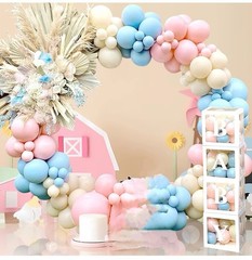 Gender Reveal Baby Shower Decorations 176pcs Pink & Blue Balloons Arch & Box Kit