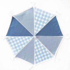 32Ft Dusty Blue Party Decorations Blue Gingham Triangle Banner Flag Pennant F…