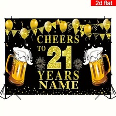 2D Flat Banner Customizable Name for 21St Birthday Party Banner Backdrop ☋