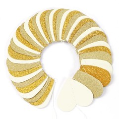 White-Gold Champagne Party-Decorations Heart Streamers 1.97 inches, Gold