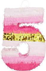 Number 5 Pinata, Pink and Gold Foil for Girls 5Th Birthday Party Decorations (Sm