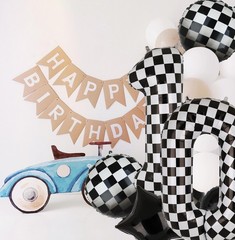 40 Inch Checkered Number Balloon 0 Black and White Race Car Birthday Balloons…