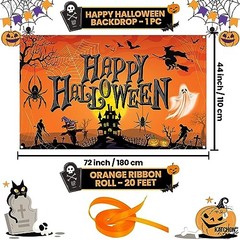 KatchOn Orange Happy Halloween Banner – XtraLarge 72×44 Inch