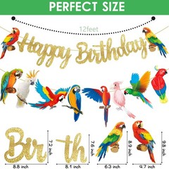 Parrot Birthday Party Banners – Tropical Bird Decoration Toucan Cutout for Hawai