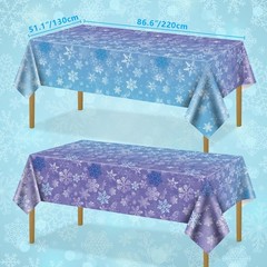 2 Pack Snowflake Tablecloths, 87×51» Plastic Blue Purple Snowflake Table Cover