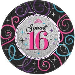 Sweet 16 Lunch Plate Napkin Plastic Table Cover Birthday Party Pack