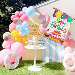 Happy Birthday House Flags 28×40 Double Sided Burlap Balloon Cake Toppers