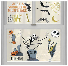 NIGHTMARE BEFORE CHRISTMAS WINDOW CLINGS Halloween Party Decoration Skeleton