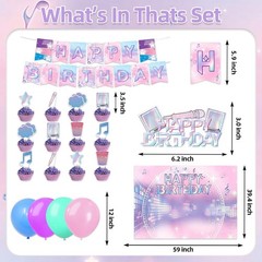 42Pcs Kpop Birthday Party Decor w. Backdrop,Toppers, Balloons, & BONUS Trays!