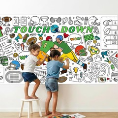 Coloring Tablecloth 31 X 72 Inch, Touchdown Theme Paper Coloring Poster Sports P