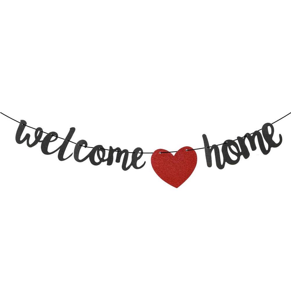 Black Welcome Home Banner-Welcome Home Decorations Sign for Family Housewarming