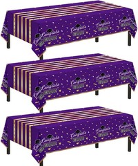 Graduation Tablecloth 54″x108″ Purple Gold Disposable Plastic 3 Pack