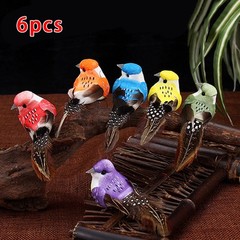 6* Xmas Tree Decor Perched Fake Feather Birds Garden Decoration Ornament New