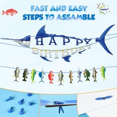 Fishing Happy Birthday Party Banner – Gone Fishing String Hanging Banner with…
