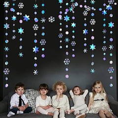 Clearance 52Ft Winter Wonderland Party Decoration Iridescent Snowflake Garlan…