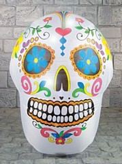 Colourful Light-Up Sugar Skull Skeleton Head Halloween Party Prop – 123cm