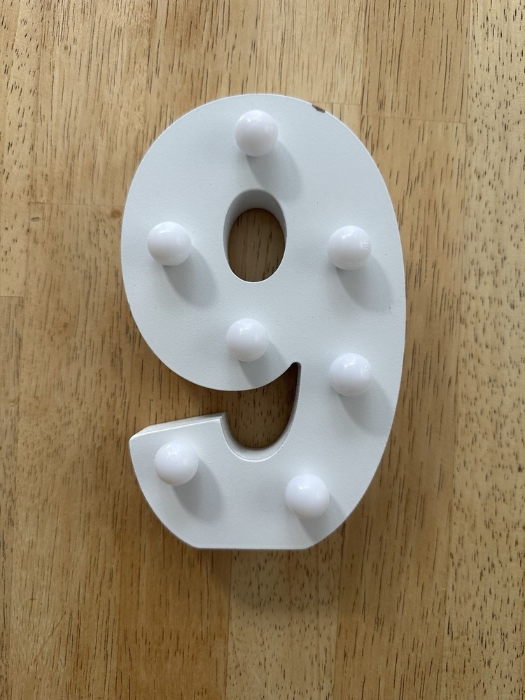 LED Marquee Sign Light Up Number 9 Size 7 Inches White See Pictures For Details