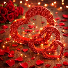3 Pcs Galentines Day Decorations Heart Wooden Sign Centerpiece for Table Vale…