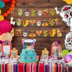 24PCS Mexican Theme Party Decorations, Fiesta Mexican Banner Cinco De Mayo Party