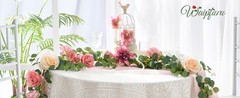 Flower Garland Decorations, 6.07Ft Pink Floral Rose Garland, Artificial