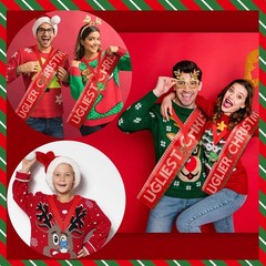 67 Pcs Xmas Ugly Sweater Party Decorations Voting Cards Set with Contest Ball…