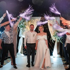 Simgoing 24 Pcs Lighted Wedding Wands LED Tinsel Light up Purple