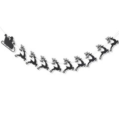 Santa and Reindeer Garland,Christmas Banner,Merry Christmas Red Brown