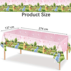 3PCS Pink Winnie Baby Shower Tablecloth Classic Pooh Party Table Cloth for Girl