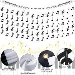 Party Decorations 12 ft Piano Banner Ceiling Decor with 24 Pcsal Note Music