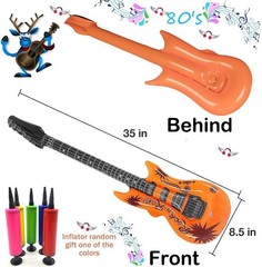 12-Pack Inflatable Blow-up Electric Guitars Assorted Colors 35in Birthday Party