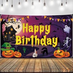 KatchOn, Happy Birthday Halloween Banner – XtraLarge, 72×44 Inch | Purple Hal…