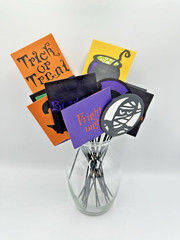 Halloween Party Decor Paper Cut Out Picks Bat Witch Skull Pumpkin – Set Of 21