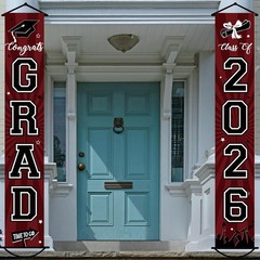 2Pcs 2026 Graduation Porch Banner Class of 2026 Congrats Grad Door Sign Decor